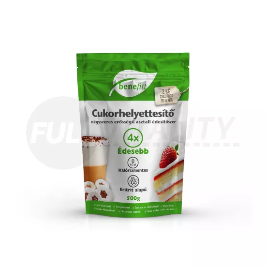 BENEFITT CUKORHELYETTESÍTŐ (ERITRIT-STEVIA-SZUKRALÓZ) 4X ERŐSSÉGŰ 500G