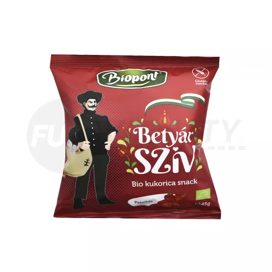BIO BIOPONT GLUTÉNMENTES BETYÁR SZÍV KUKORICA SNACK PAPRIKÁS ÍZŰ 45G
