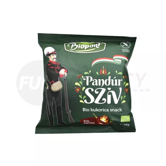 BIO BIOPONT GLUTÉNMENTES PANDÚR SZÍV KUKORICA SNACK ERŐS PAPRIKÁS ÍZŰ 45G