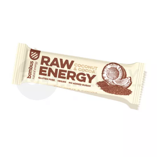 GLUTÉNMENTES BOMBUS RAW ENERGY KÓKUSZ-KAKAÓ SZELET 50G