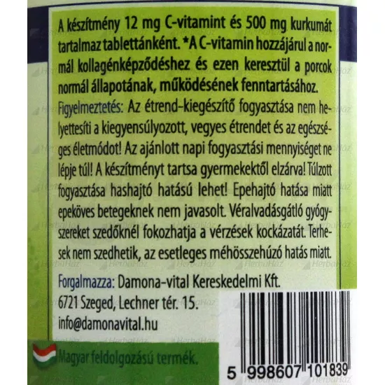 DAMONA KURKUMA 500MG TABLETTA 60DB