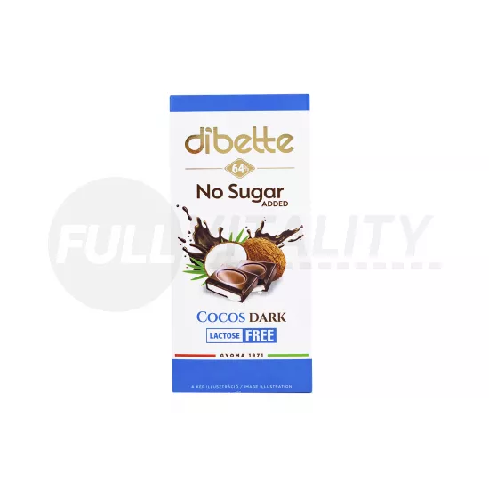 DIBETTE LAKTÓZMENTES KÓKUSZ ÍZŰ KRÉMMEL TÖLTÖTT ÉTCSOKOLÁDÉ HCN 80G
