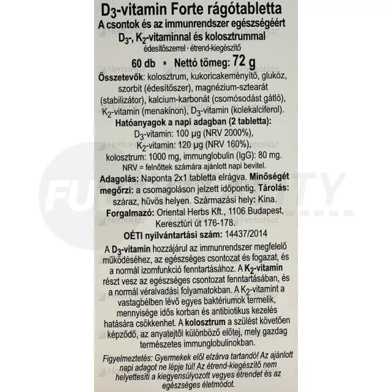 DR.CHEN D3 VITAMIN FORTE RÁGÓTABLETTA 60DB