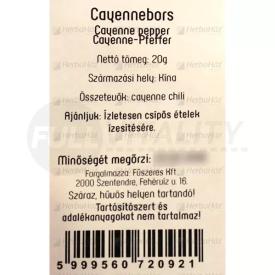 FŰSZERÉSZ CAYENNE BORS 20G