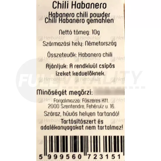 FŰSZERÉSZ CHILI HABANERO 10G