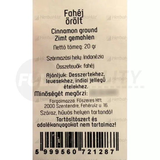 FŰSZERÉSZ FAHÉJ ŐRÖLT 10G