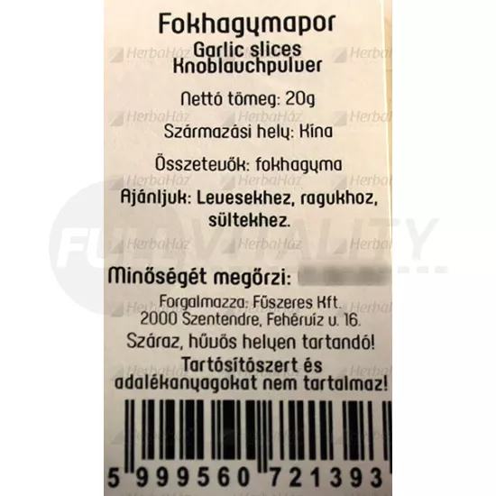 FŰSZERÉSZ FOKHAGYMAPOR 20G