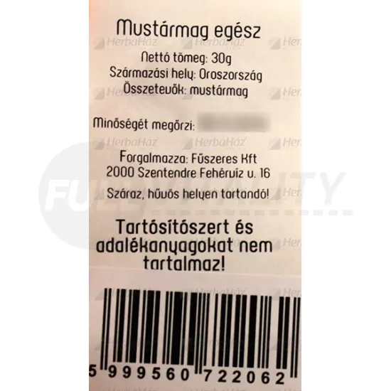 FŰSZERÉSZ MUSTÁRMAG SÁRGA EGÉSZ 30G