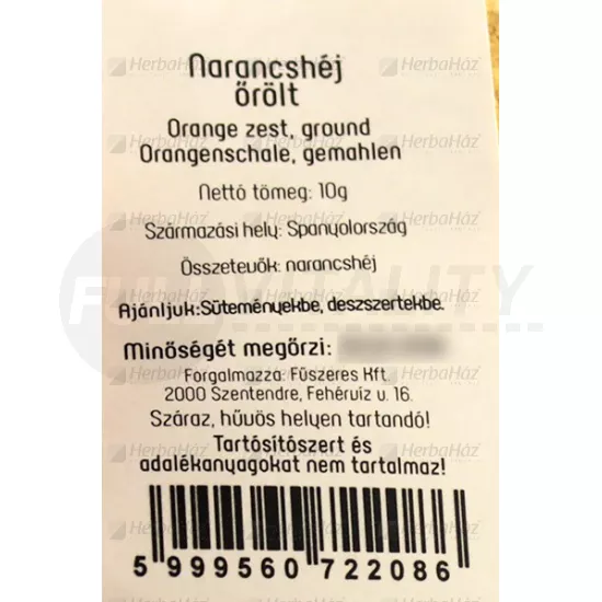 FŰSZERÉSZ NARANCSHÉJ ŐRÖLT 10G