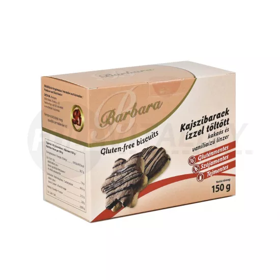 GLUTÉNMENTES BARBARA LINZER KAJSZIBARACK ÍZZEL TÖLTÖTT 150G