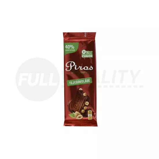 GLUTÉNMENTES PIROS MOGYORÓS HOZZÁADOTT CUKOR NÉLKÜL TEJCSOKOLÁDÉ 80G