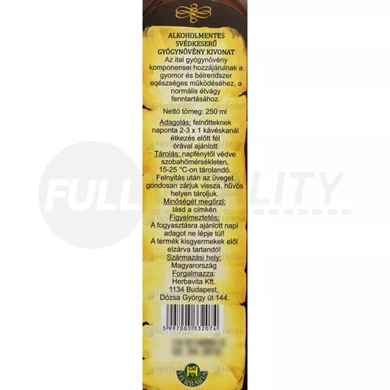 HERBÁRIA HERBAL BITTER SVÉDKESERŰ 250ML