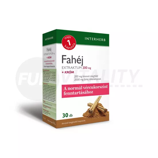 INTERHERB NAPI 1 FAHÉJ EXTRAKTUM 200MG+KRÓM KAPSZULA 30DB