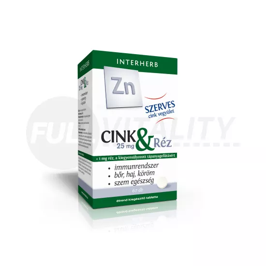 INTERHERB SZERVES CINK 25 MG - RÉZ TABLETTA 60DB