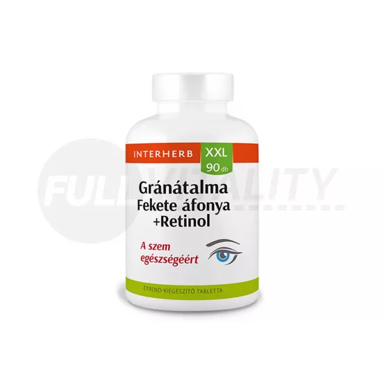 INTERHERB XXL GRÁNÁTALMA-FEKETE ÁFONYA+RETINOL TABLETTA 90DB