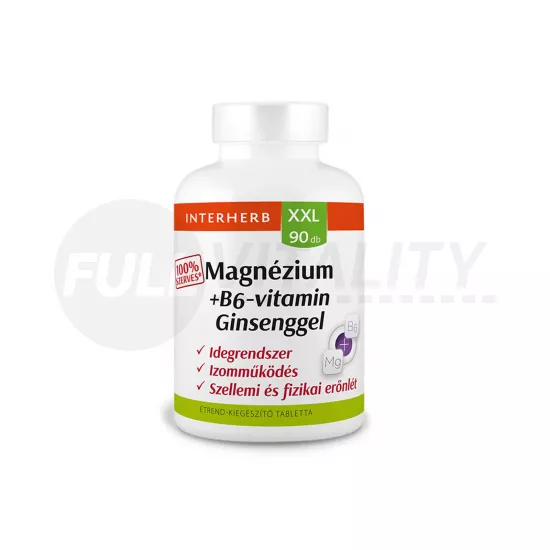 INTERHERB XXL MAGNÉZIUM 100% SZERVES + B6 + GINSENG TABLETTA 90DB
