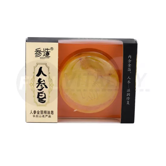 KÉZZEL KÉSZÍTETT GINZENG SZAPPAN ARANY FÓLIÁVAL ESSZENCIÁLIS OLAJOKKAL 1DB