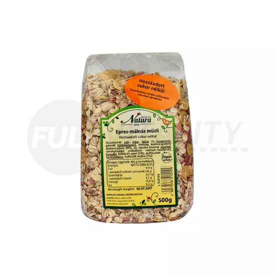 DÉNES NATURA EPRES-MÁLNÁS MÜZLI HOZZÁADOTT CUKOR NÉLKÜL 500G