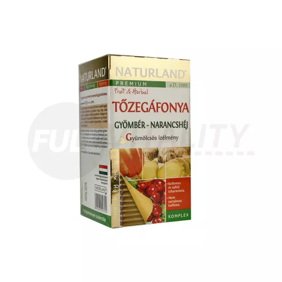 NATURLAND TŐZEGÁFONYA GYÖMBÉR-NARANCSHÉJ GYÜMÖLCSÖS ÍZÉLMÉNY TEA 20DB