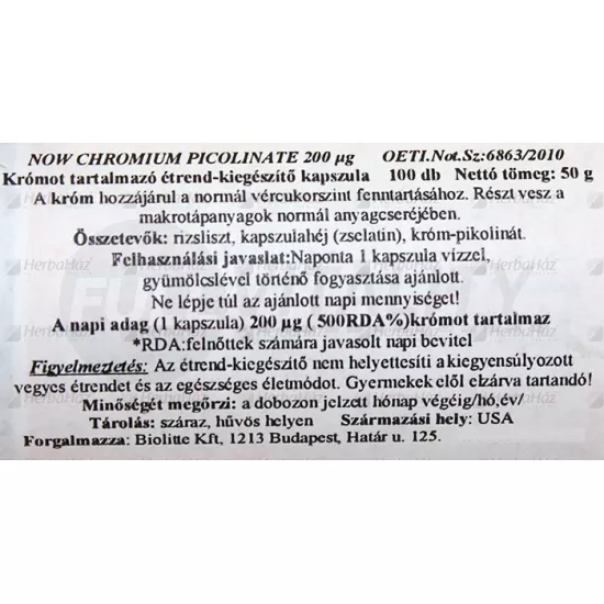 NOW CHROMIUM PICCOLINATE KAPSZULA 100DB