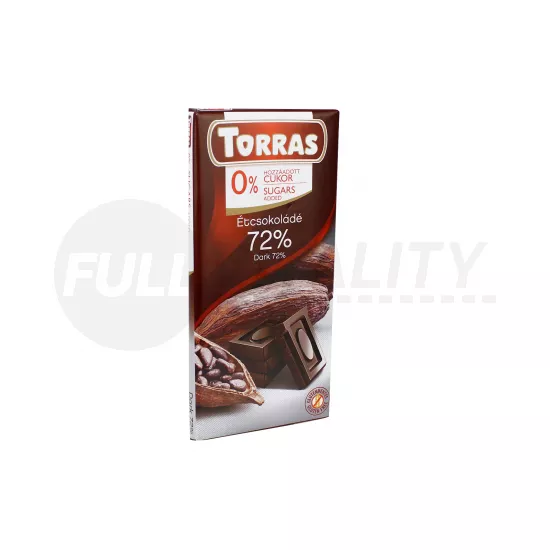 TORRAS HOZZÁADOTT CUKOR NÉLKÜL ÉTCSOKOLÁDÉ 72% 75G
