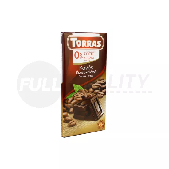 TORRAS HOZZÁADOTT CUKOR NÉLKÜL ÉTCSOKOLÁDÉ KÁVÉS 75G