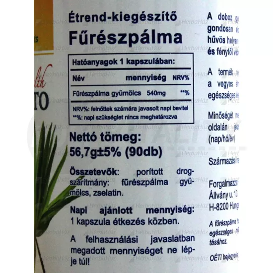VITAKING SAW PALMETTO FŰRÉSZPÁLMA 540MG KAPSZULA 90DB