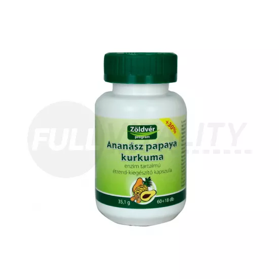 ZÖLDVÉR ANANÁSZ PAPAYA KURKUMA KAPSZULA 78DB