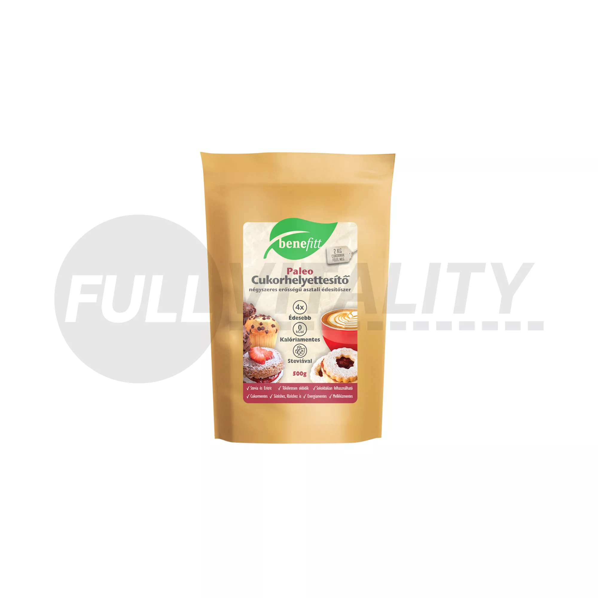 BENEFITT PALEO CUKORHELYETTESÍTŐ (ERITRIT, STEVIA) 4X ERŐSSÉGŰ 500G