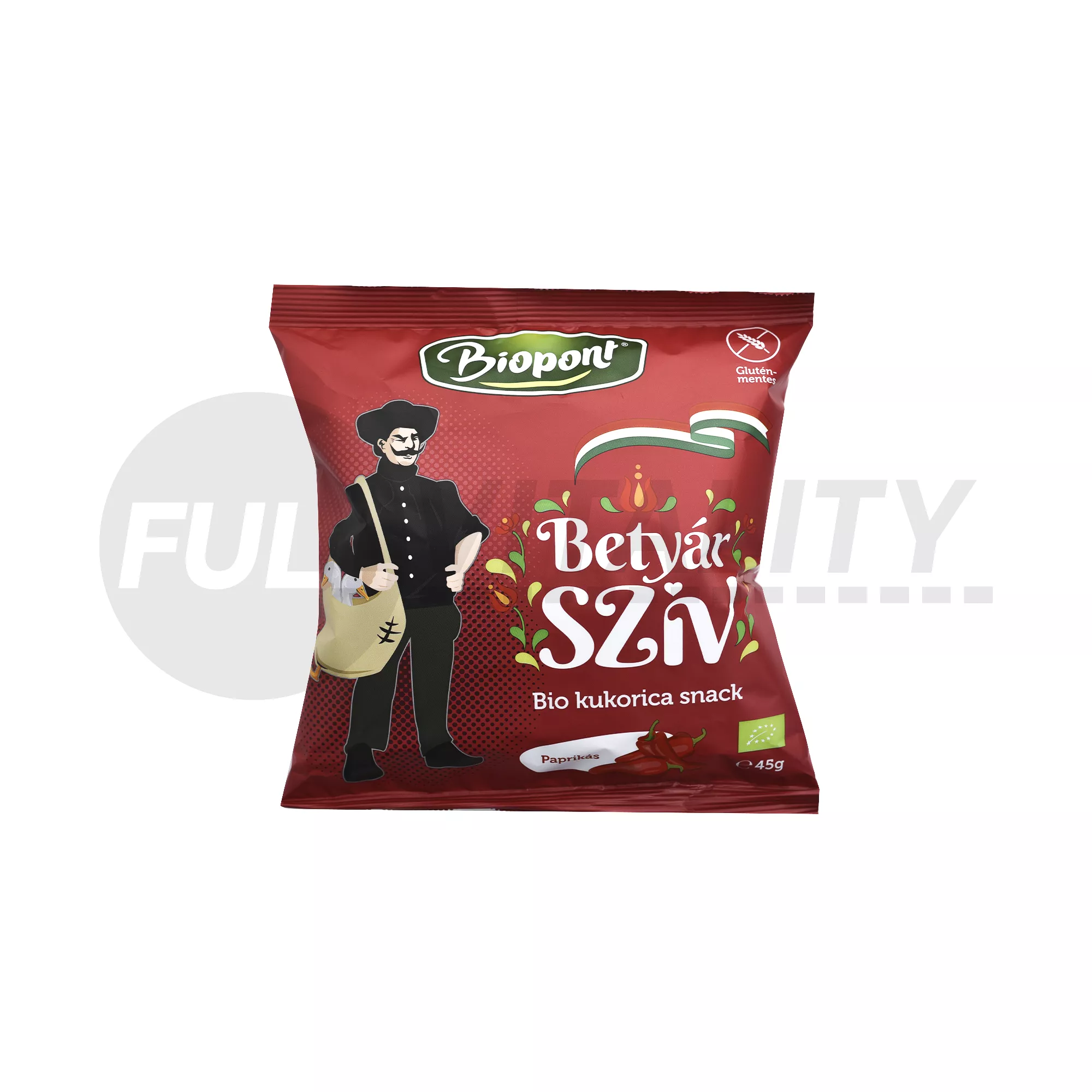 BIO BIOPONT GLUTÉNMENTES BETYÁR SZÍV KUKORICA SNACK PAPRIKÁS ÍZŰ 45G