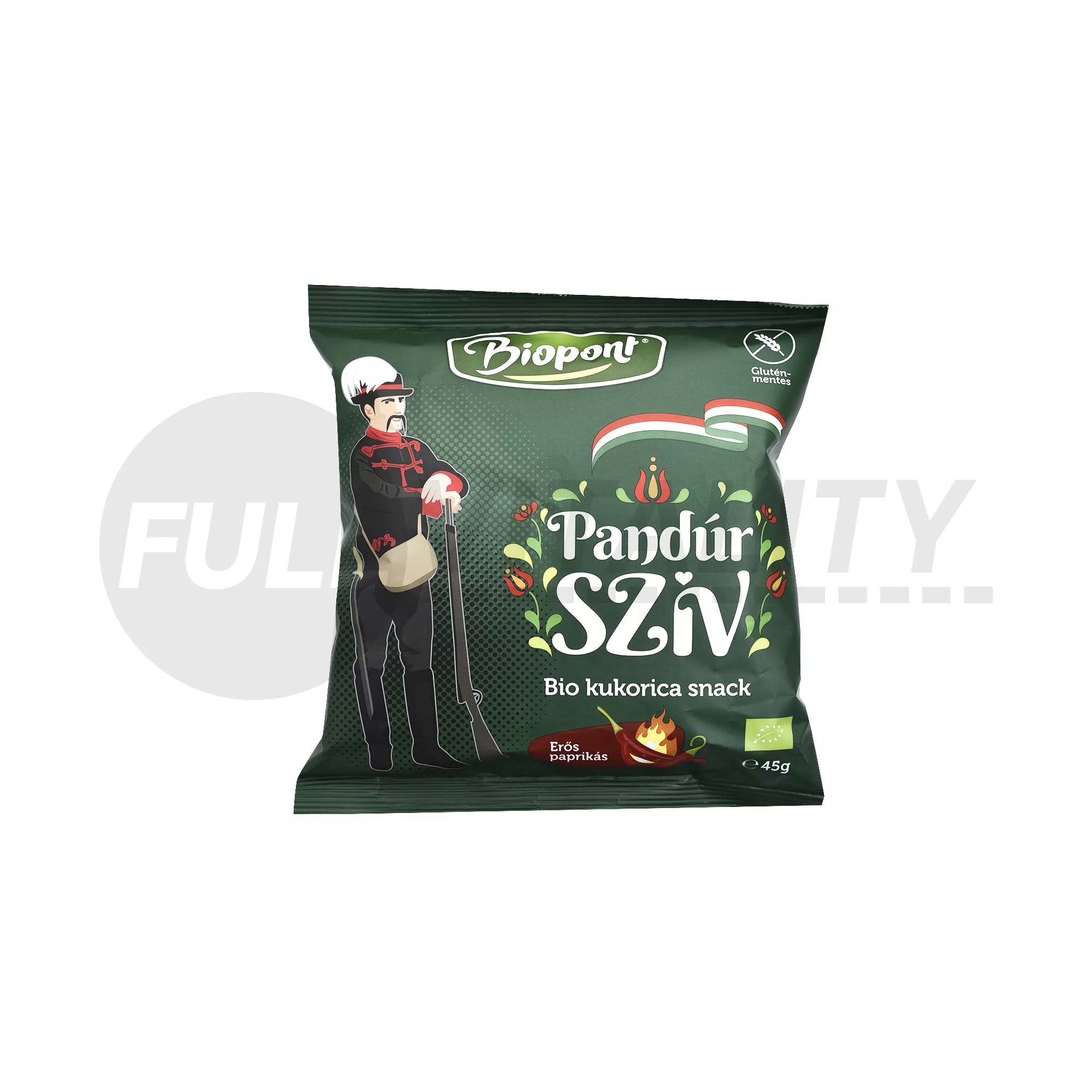 BIO BIOPONT GLUTÉNMENTES PANDÚR SZÍV KUKORICA SNACK ERŐS PAPRIKÁS ÍZŰ 45G