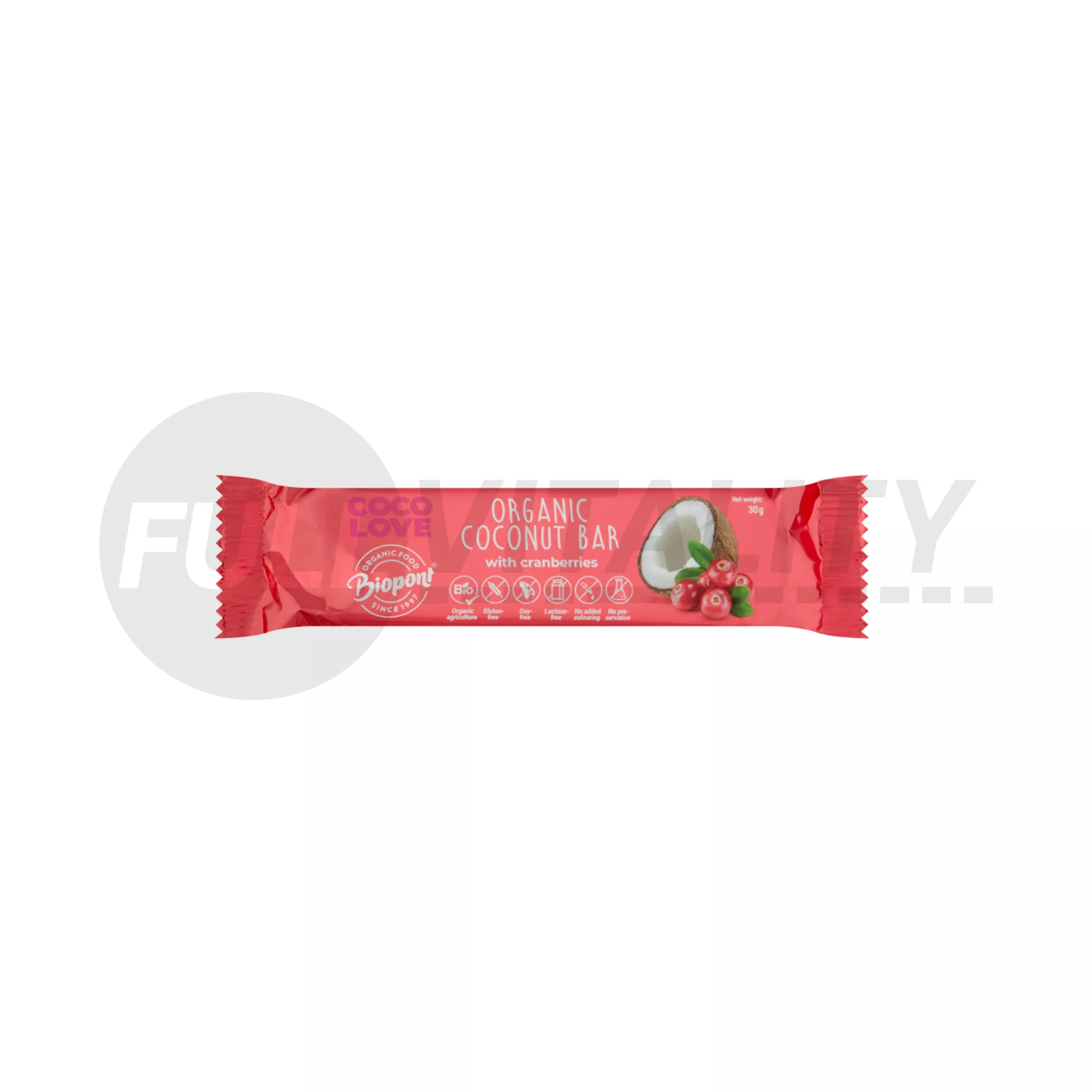 BIO BIOPONT GLUTÉNMENTES VÖRÖS ÁFONYÁS KÓKUSZOS SZELET 30G