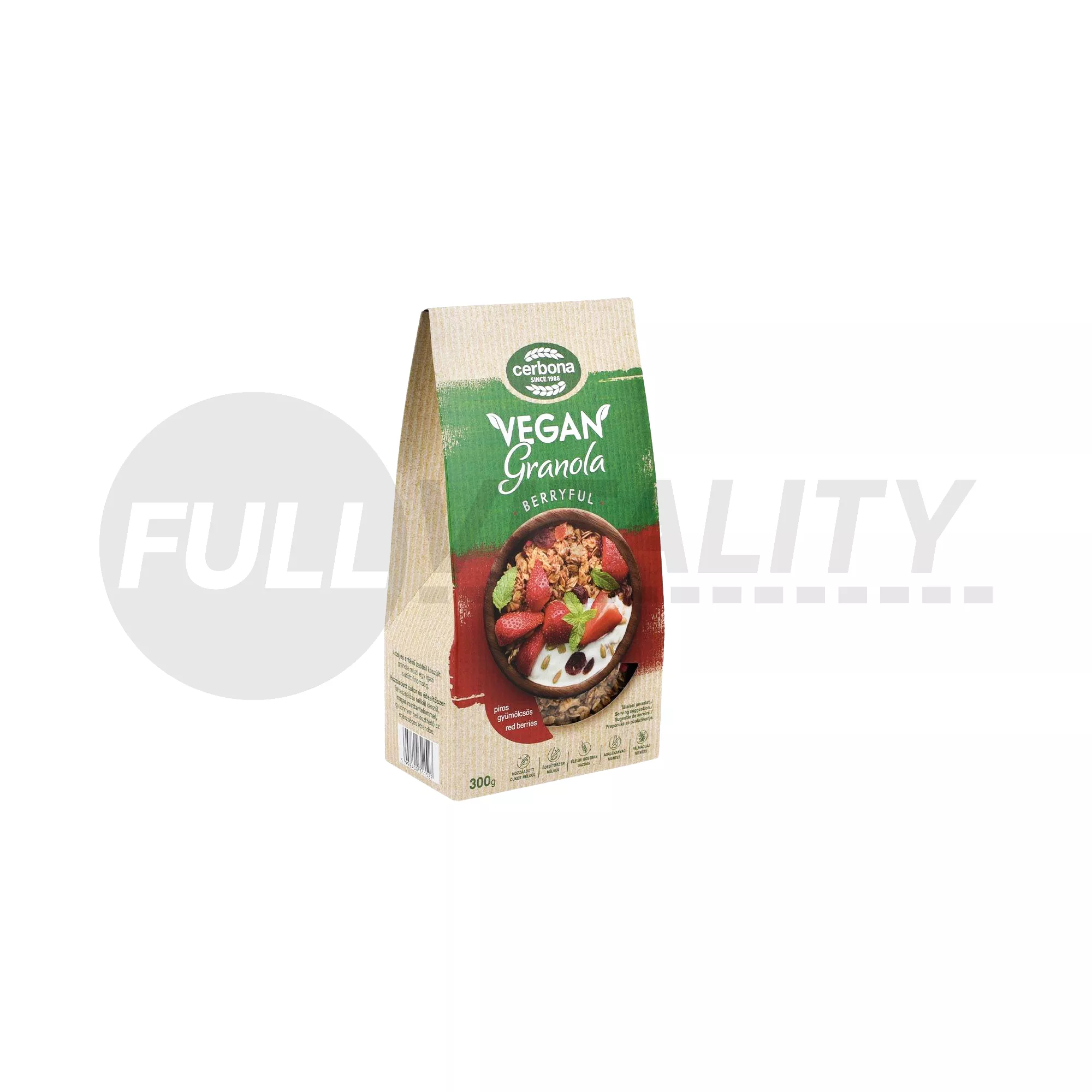 CERBONA VEGÁN PIROS GYÜMÖLCSÖS GRANOLA MÜZLI 300G