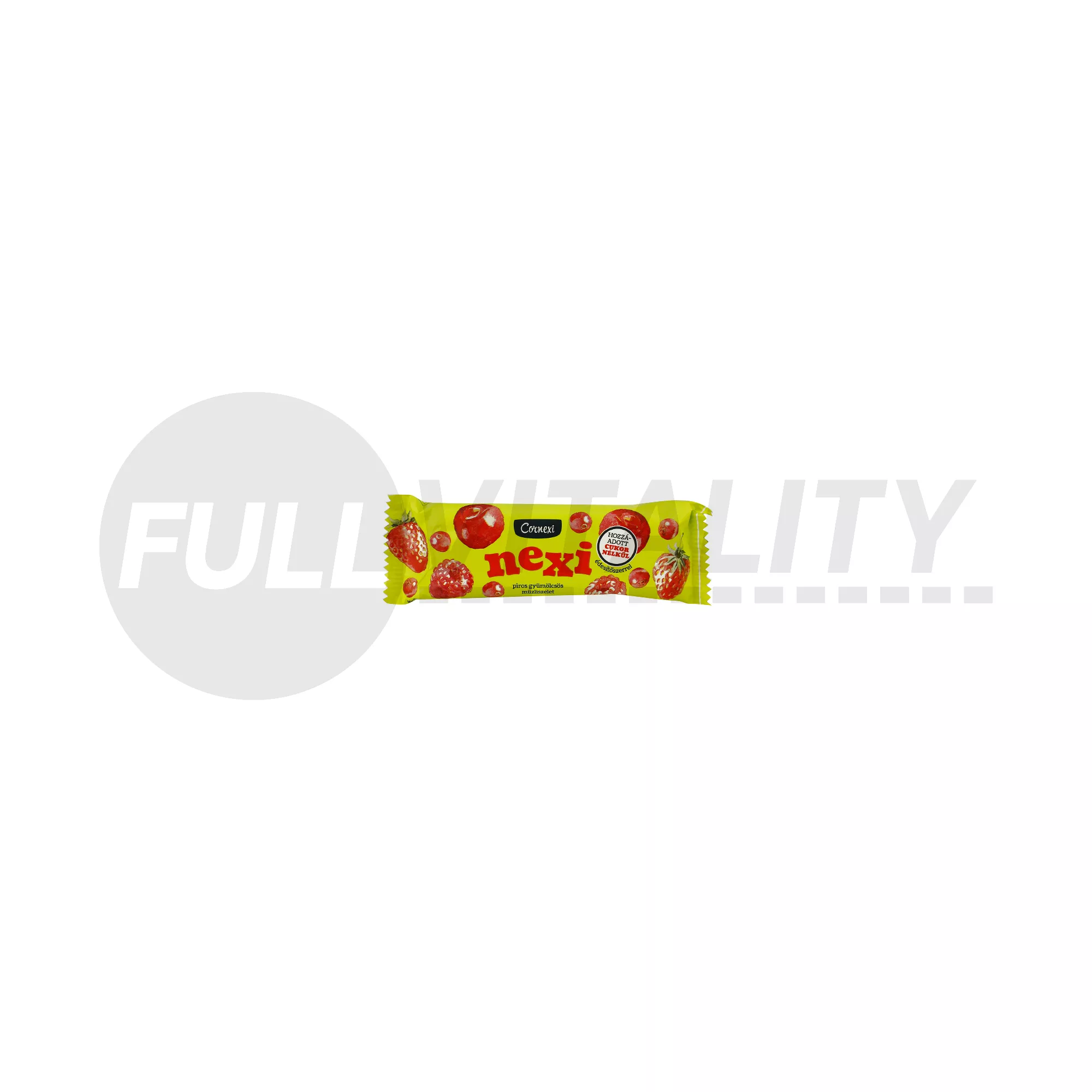 CORNEXI NEXI PIROS GYÜMÖLCSÖS MÜZLISZELET ÉDESÍTŐSZERREL 25G