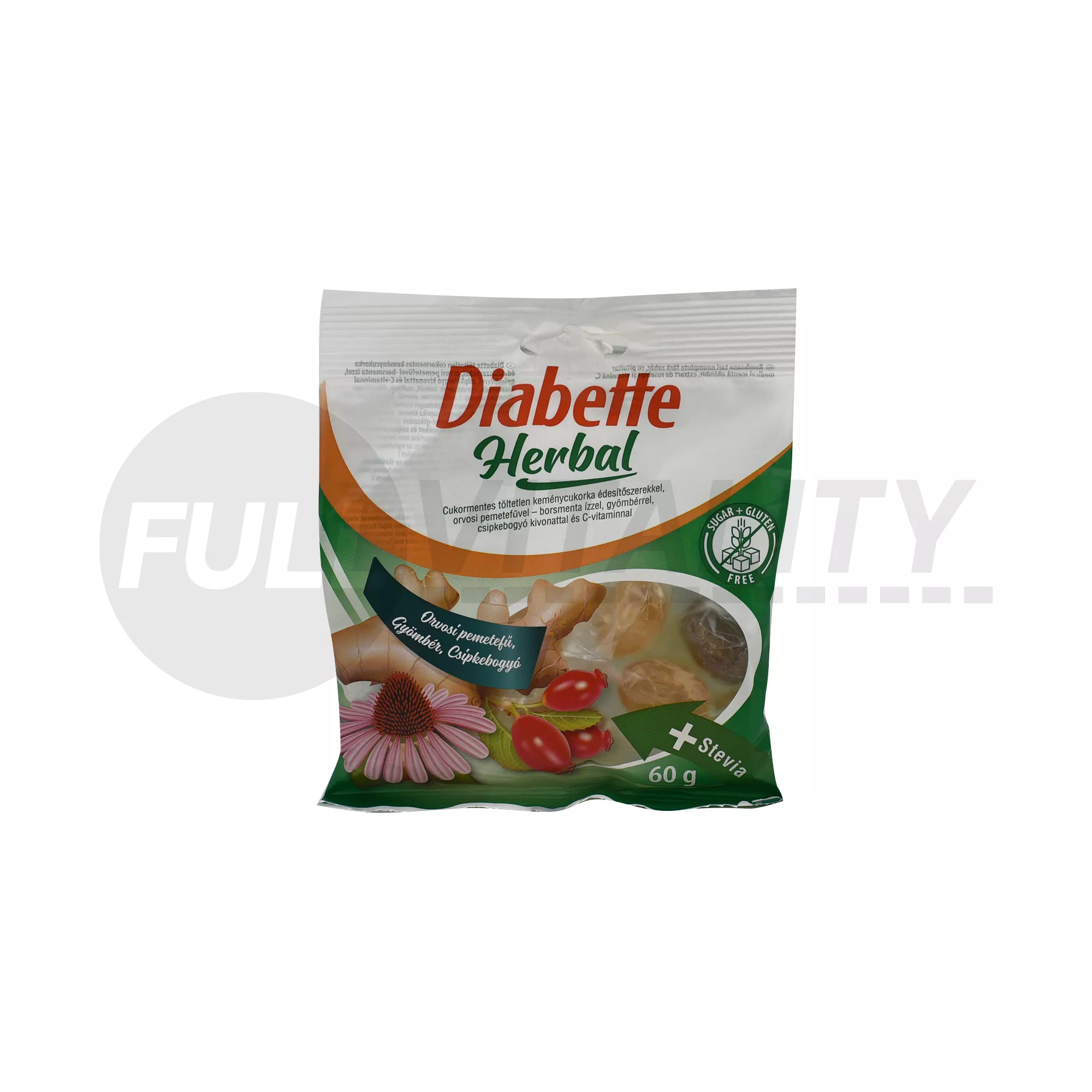 DIBETTE HERBAL CUKORMENTES VEGYES GYÓGYNÖVÉNYES CUKORKA ÉDESÍTŐSZEREKKEL 60G