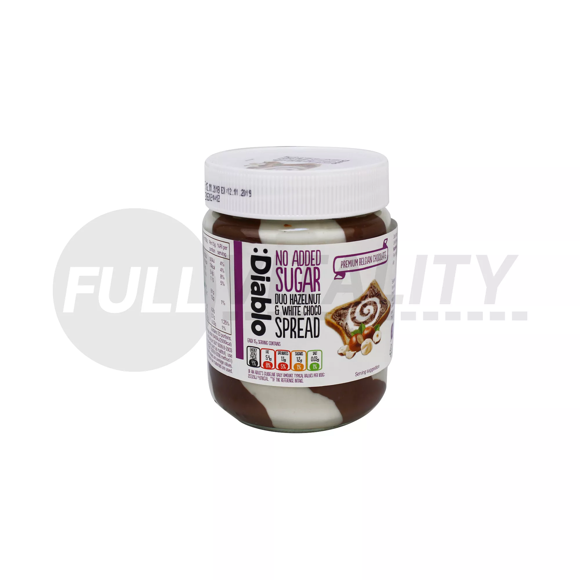 DIABLO HOZZÁADOTT CUKOR NÉLKÜLI MOGYORÓ- ÉS FEHÉRCSOKOLÁDÉ KRÉM 350G