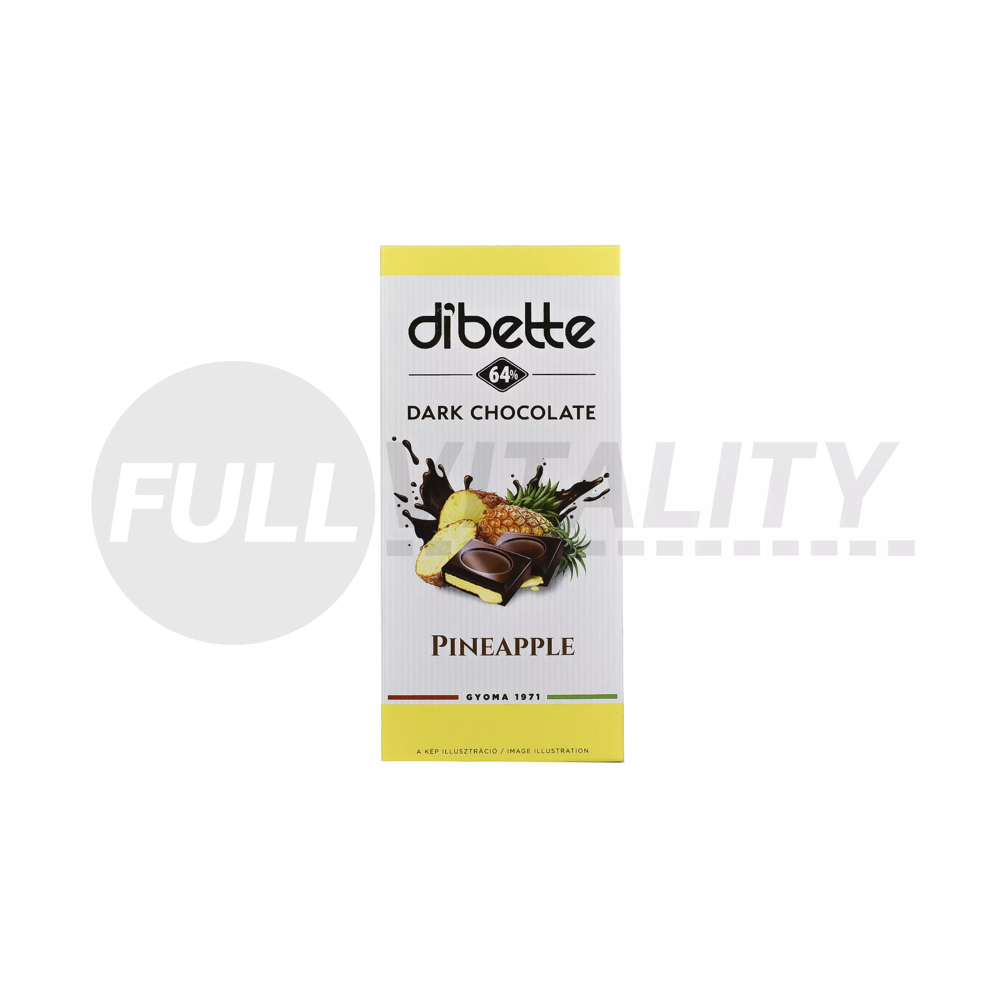 DIBETTE ANANÁSZ ÍZŰ KRÉMMEL TÖLTÖTT ÉTCSOKOLÁDÉ FRUKTÓZZAL 80G