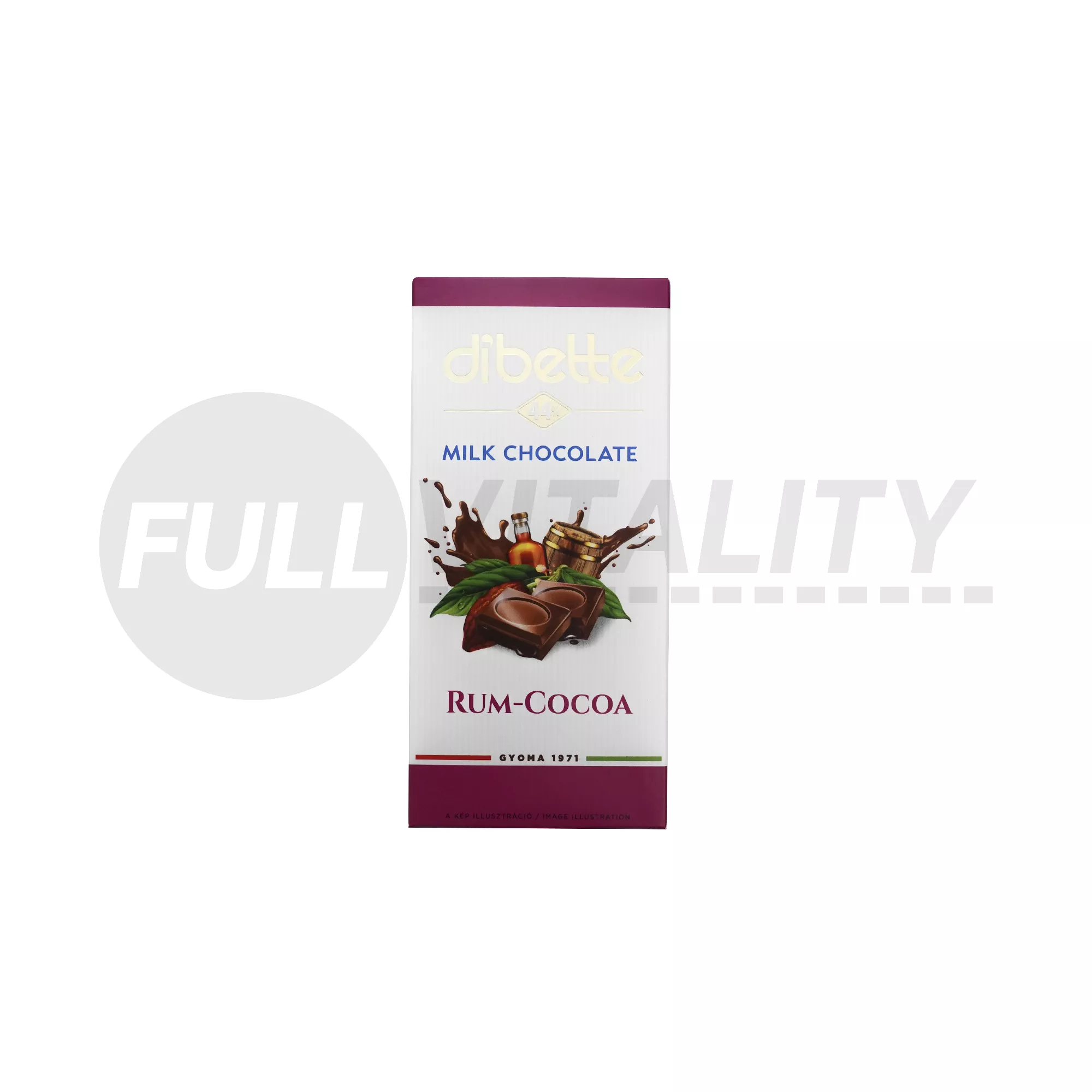 DIBETTE KAKAÓS RUM ÍZŰ KRÉMMEL TÖLTÖTT TEJCSOKOLÁDÉ FRUKTÓZZAL 80G