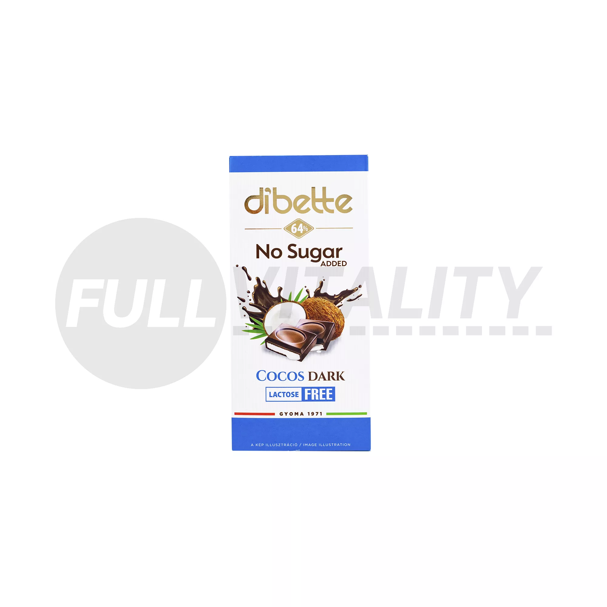 DIBETTE LAKTÓZMENTES KÓKUSZ ÍZŰ KRÉMMEL TÖLTÖTT ÉTCSOKOLÁDÉ HCN 80G