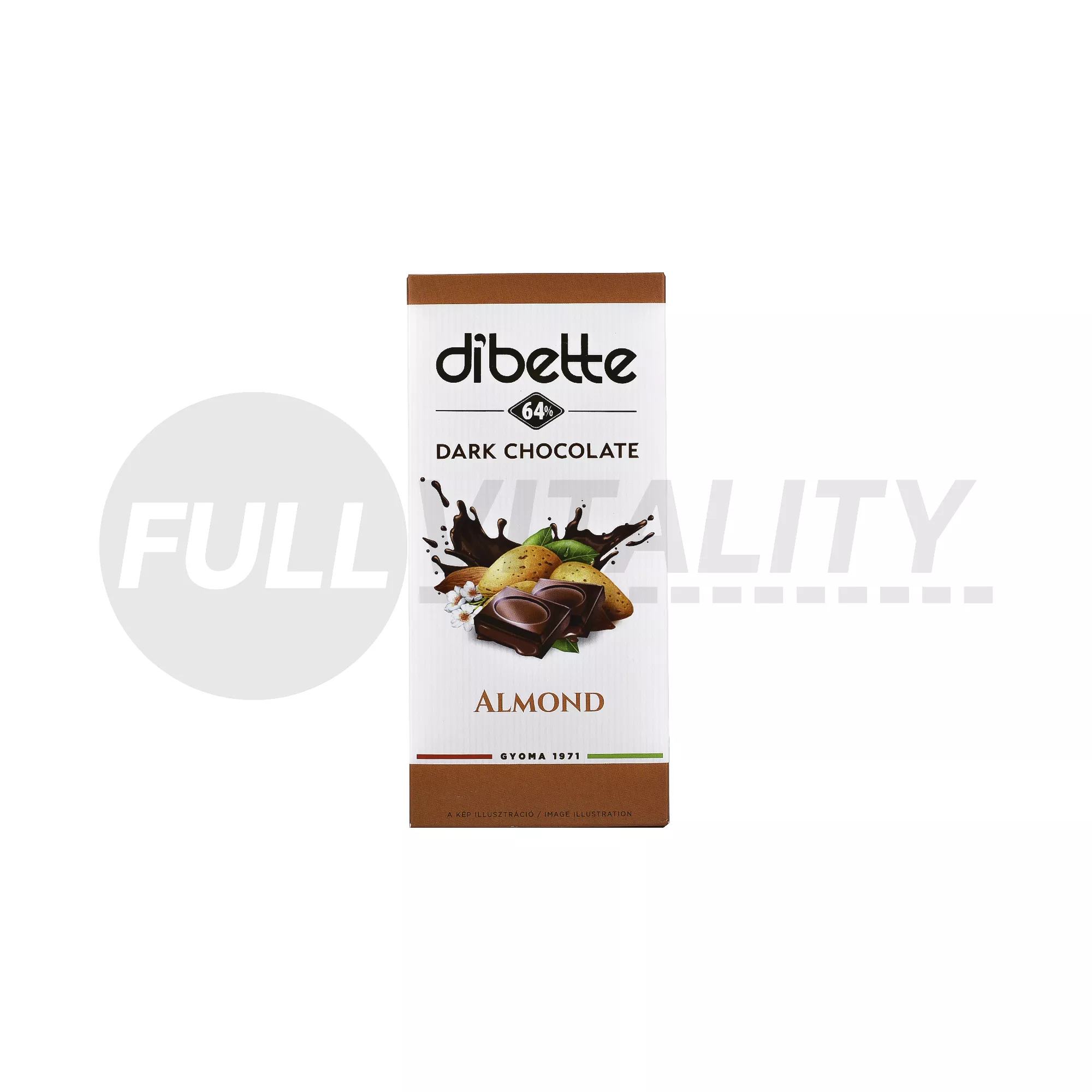 DIBETTE MANDULA ÍZŰ KRÉMMEL TÖLTÖTT ÉTCSOKOLÁDÉ FRUKTÓZZAL 80G