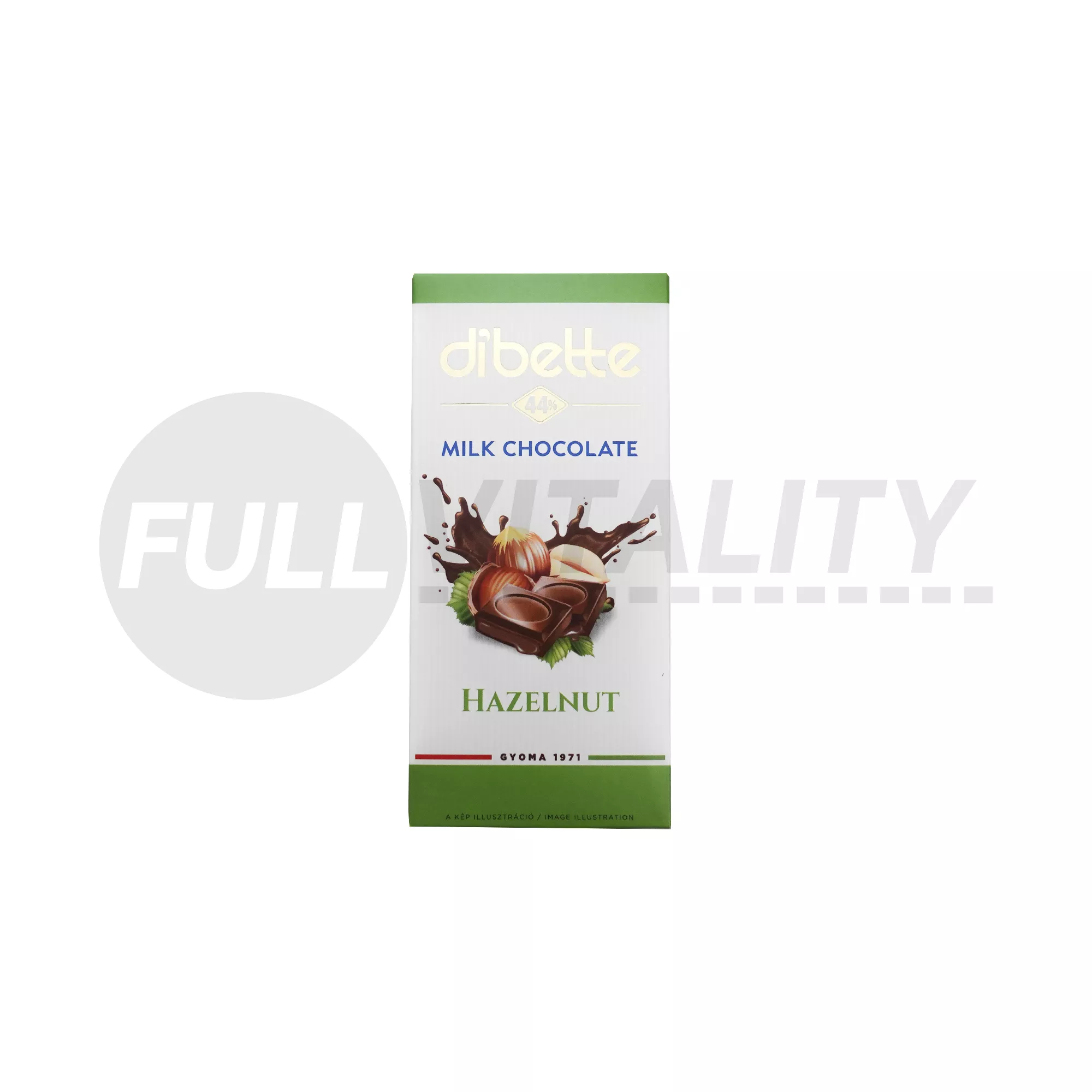 DIBETTE MOGYORÓ ÍZŰ KRÉMMEL TÖLTÖTT TEJCSOKOLÁDÉ FRUKTÓZZAL 80G