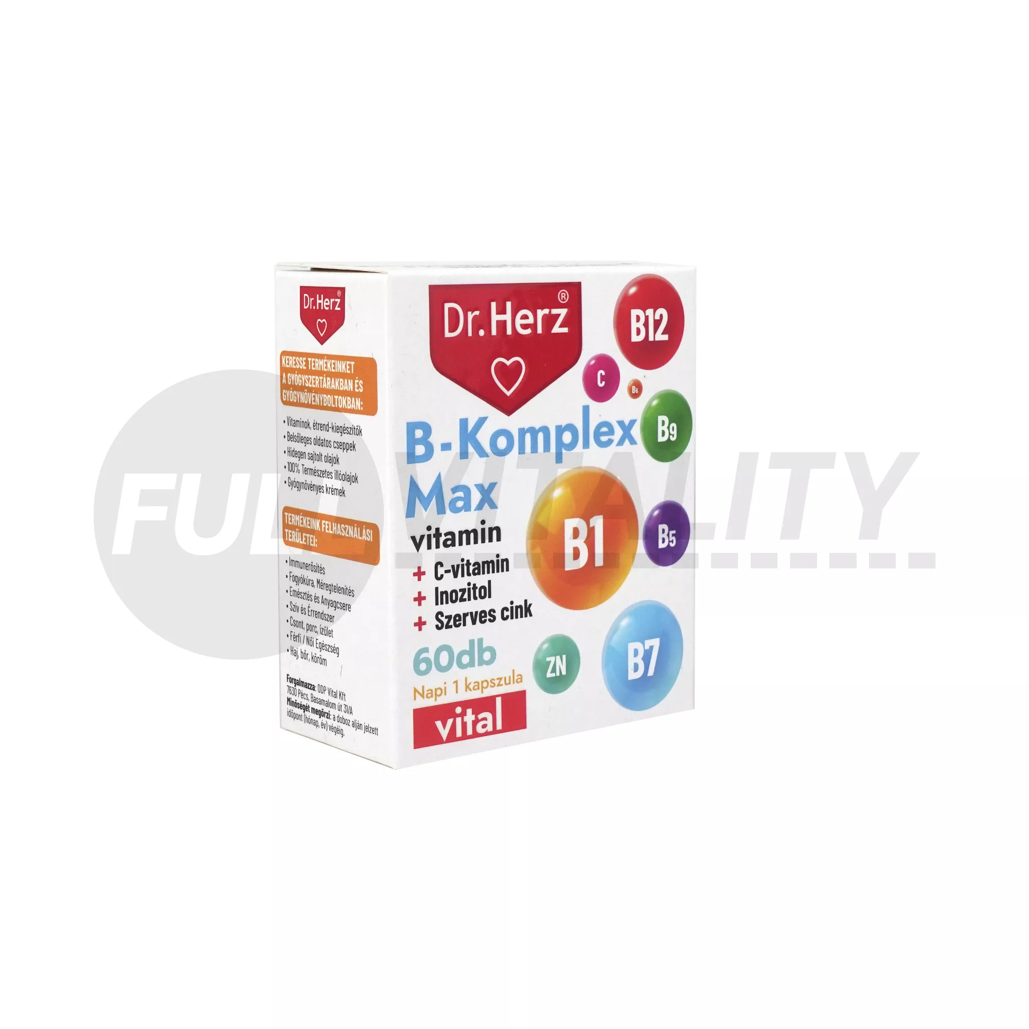 DR. HERZ B-KOMPLEX MAX+C-VITAMIN+INOZITOL+SZERVES CINK KAPSZULA 60DB