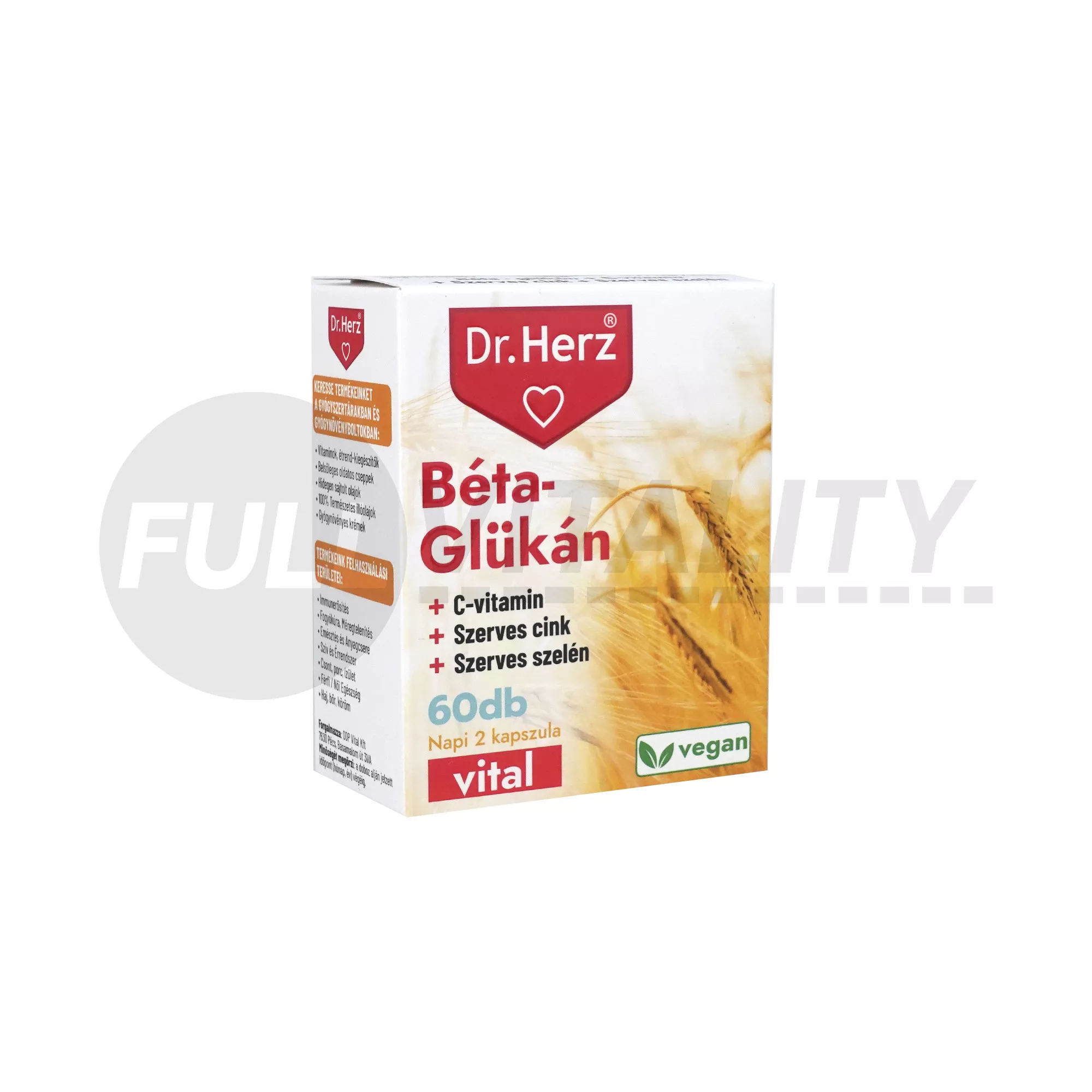 DR. HERZ BÉTA-GLÜKÁN+SZERVES CINK+SZELÉN+C-VITAMIN VEGAN KAPSZULA 60DB