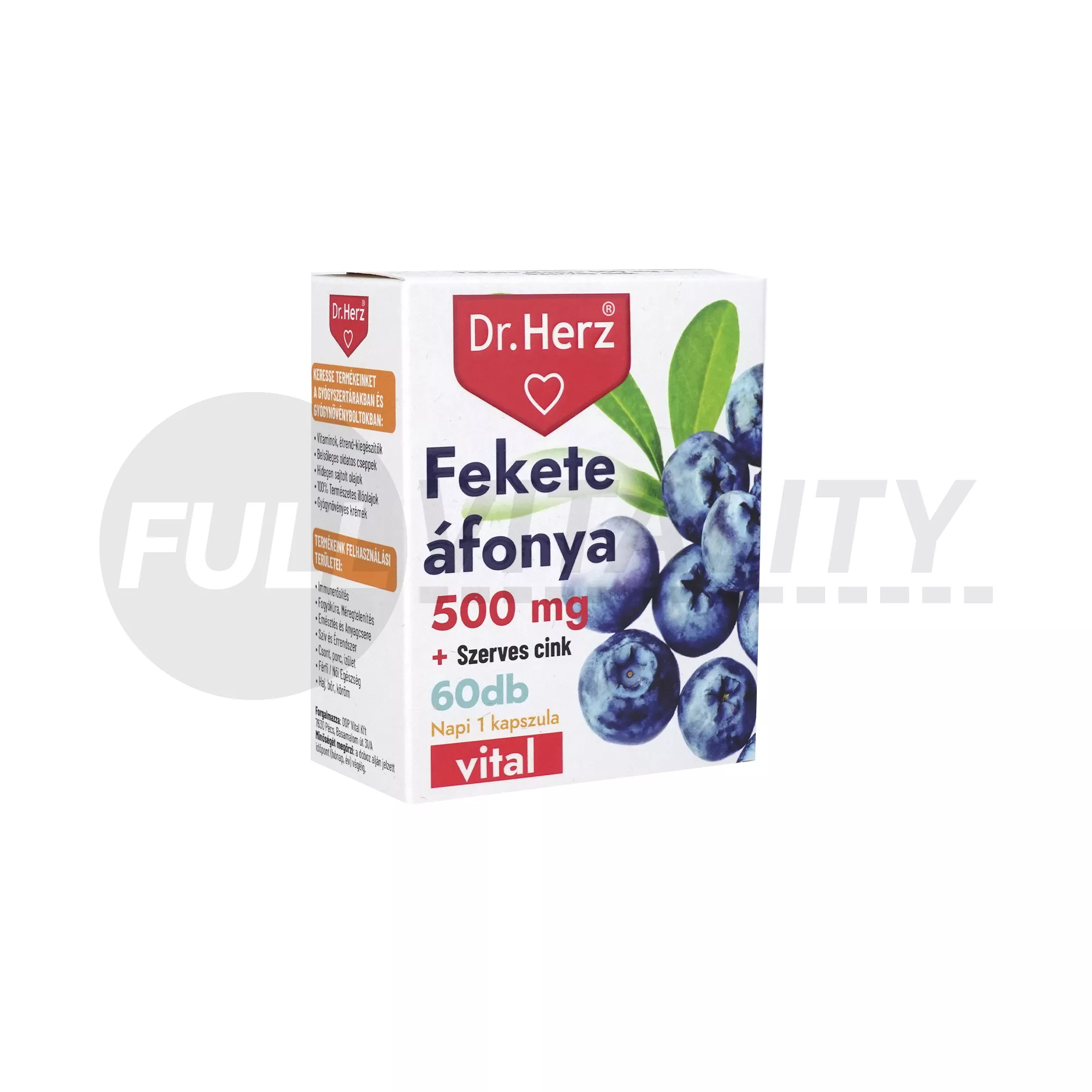 DR. HERZ FEKETE ÁFONYA 500 MG + SZERVES CINK KAPSZULA 60DB
