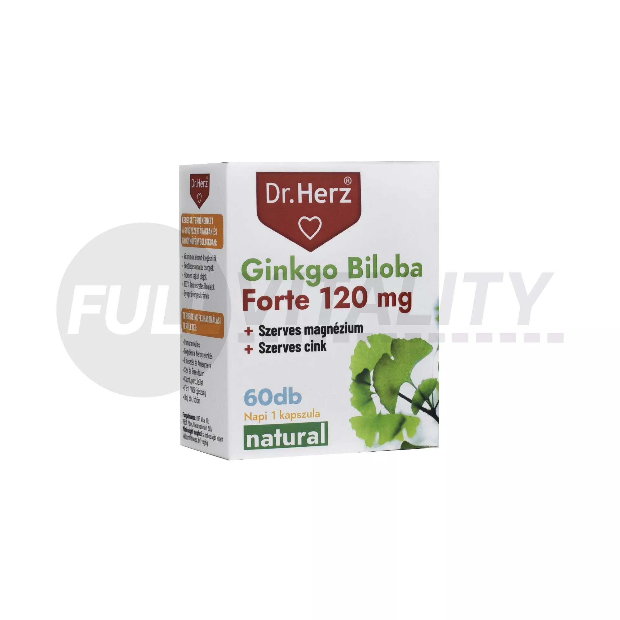 DR. HERZ GINKGO BILOBA FORTE 120MG+SZERVES MAGNÉZIUM+SZERVES CINK KAPSZULA 60DB