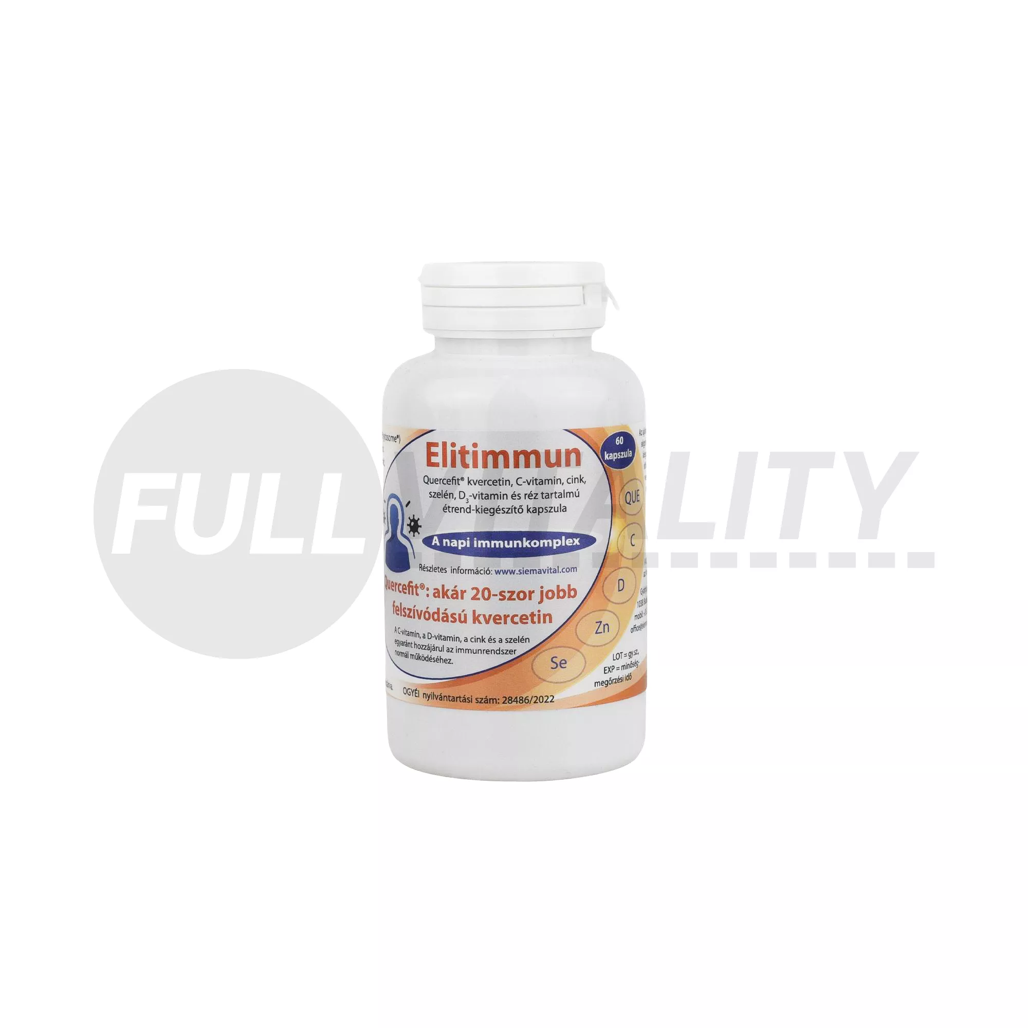 ELITIMMUN QUERCEFIT KVERCETIN C-VITAMIN-CINK-SZELÉN-D3-VITAMIN ÉS RÉZ TARTALMÚ KAPSZULA 60DB