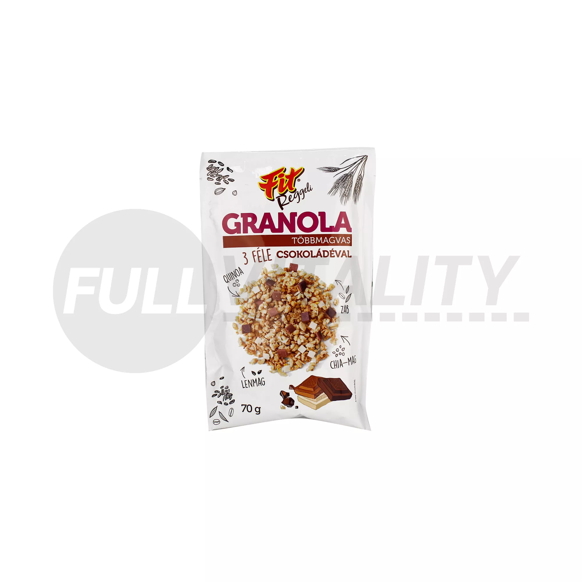 FIT REGGELI GRANOLA TÖBBMAGVAS 3 FÉLE CSOKOLÁDÉVAL 70G
