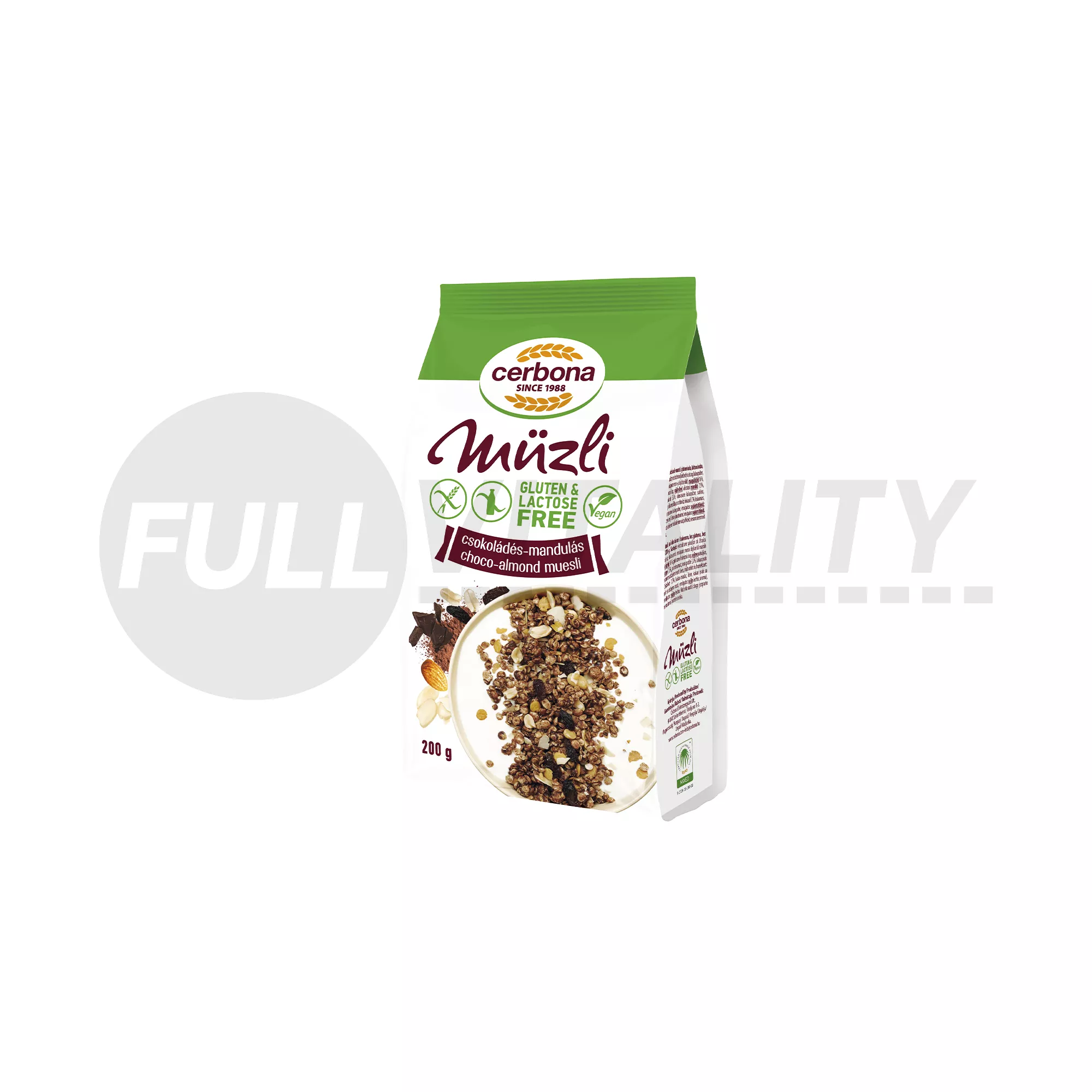 GLUTÉNMENTES CERBONA CSOKIS-MANDULÁS MÜZLI 200G