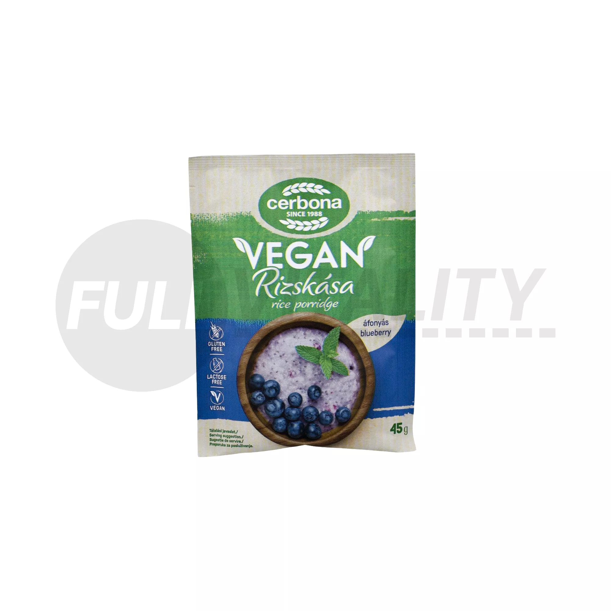 GLUTÉNMENTES CERBONA VEGÁN ÁFONYÁS RIZSKÁSA 45G