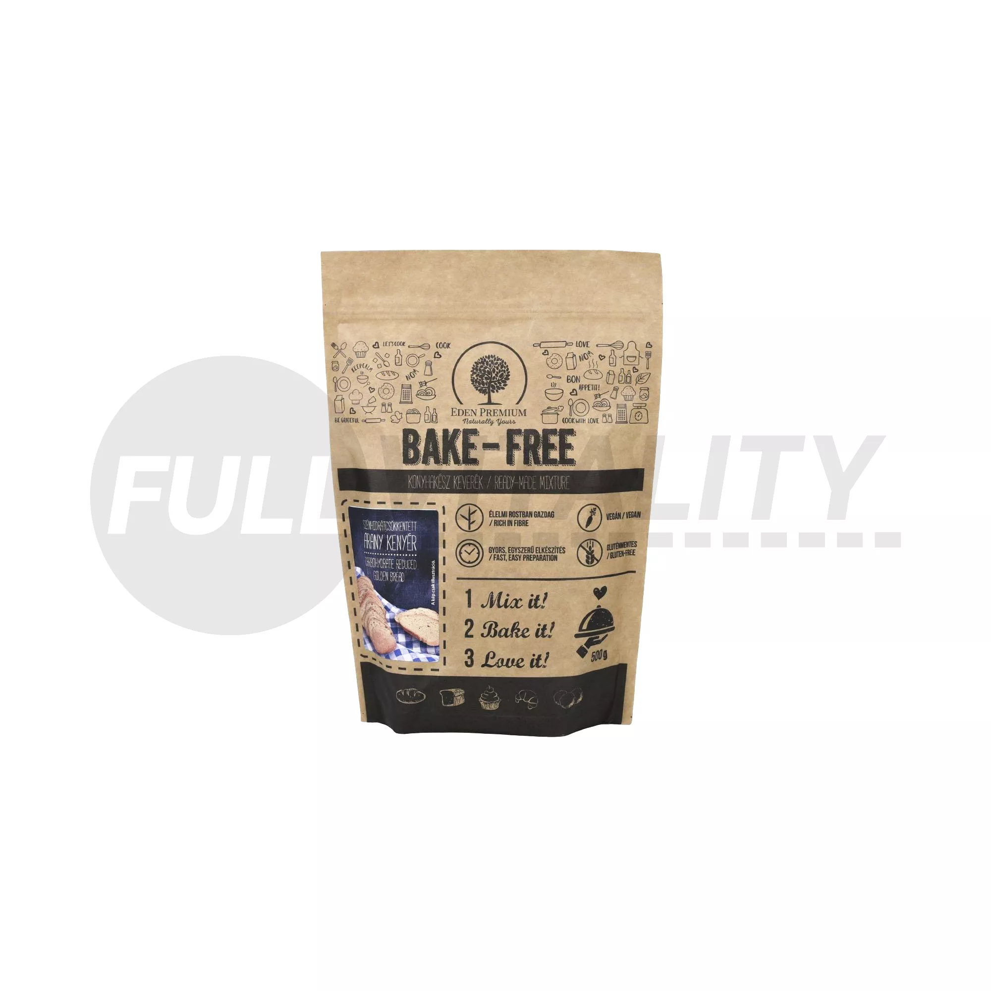 GLUTÉNMENTES EDEN PRÉMIUM BAKE-FREE SZÉNHIDRÁTCSÖKKENTETT ARANY KENYÉR LISZTKEVERÉK 500G